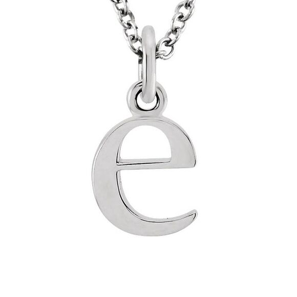 The Abbey Lower Case Initial 'e' Necklace in 14k White Gold, 16 Inch - Picture 1 of 3